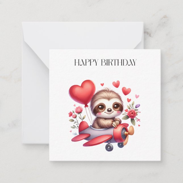 Sloth Pilot Birthday Card (Front)