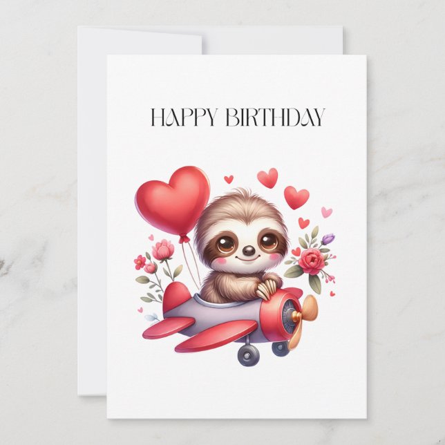 Sloth Pilot Birthday Card (Front)