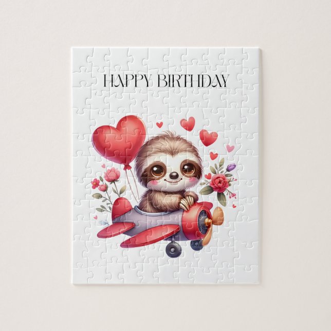Sloth Pilot Birthday Jigsaw Puzzle (Vertical)
