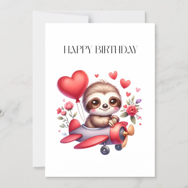 Sloth Pilot Birthday Magnetic Invitation (Front)