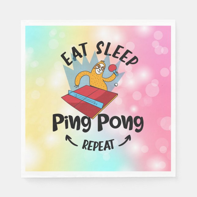 Sloth Ping Pong Eat Sleep Ping Pong Repeat funny  Napkin (Front)