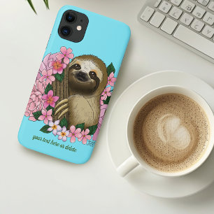 Sloth Pink Flowers Case-Mate iPhone Case