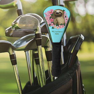 Sloth Pink Flowers Golf Head Cover
