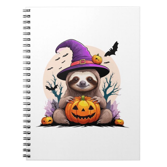 Sloth Pink Hat Halloween Notebook (Front)