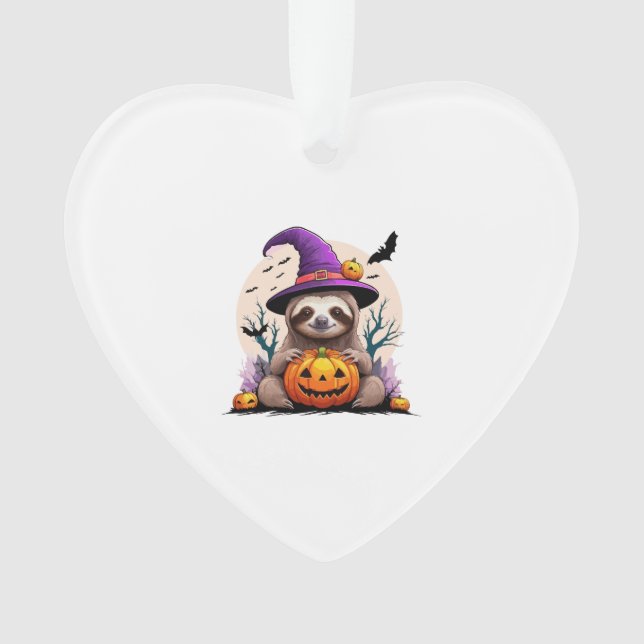 Sloth Pink Hat Halloween Ornament (Front)
