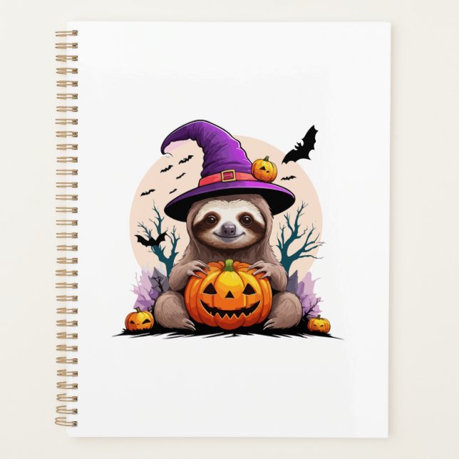 Sloth Pink Hat Halloween Planner (Front)