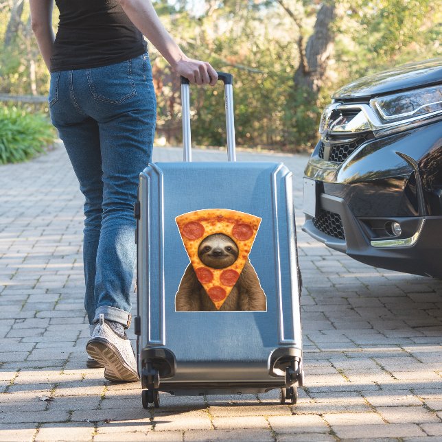 Sloth pizza funny weird prank meme cute happy chri (Suitcase Insitu)
