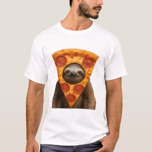 Sloth pizza funny weird prank meme cute happy chri T-Shirt