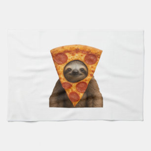 Sloth pizza funny weird prank meme cute happy chri tea towel