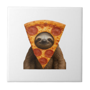 Sloth pizza funny weird prank meme cute happy chri tile