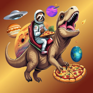 Sloth Pizza T-Rex Space Adventure T-Shirt