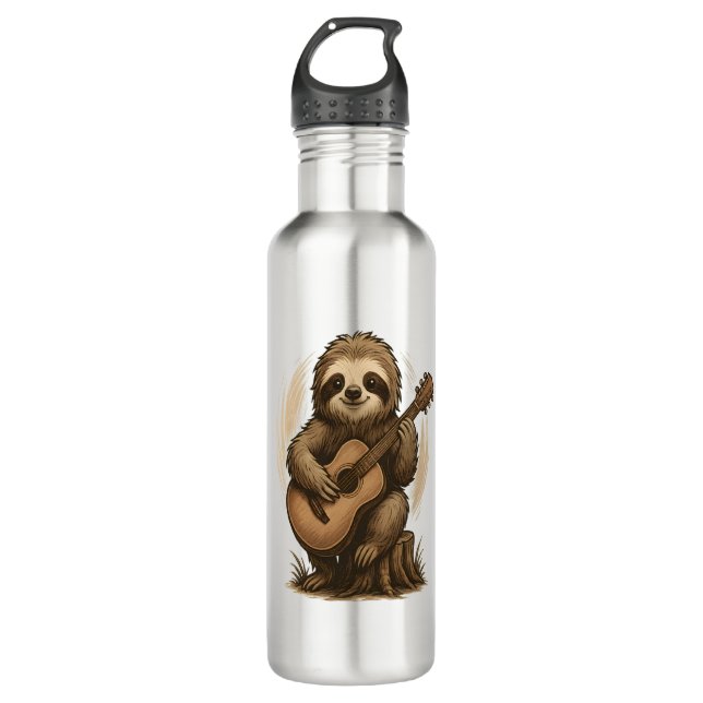Sloth Playing Guitar 710 Ml Water Bottle (Front)