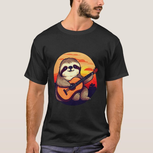 Sloth Playing Guitar At Serene Melody T-Shirt (Front)