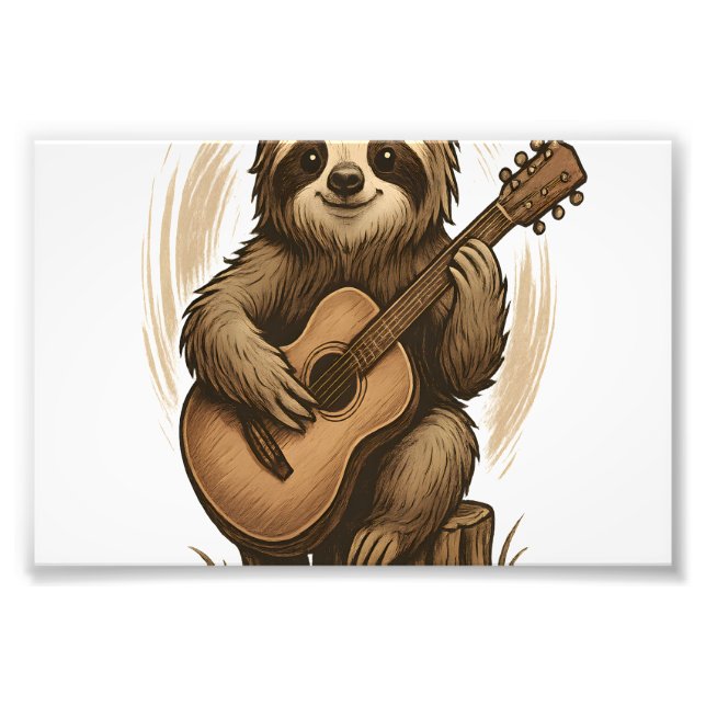 Sloth Playing Guitar Photo Print (Front)
