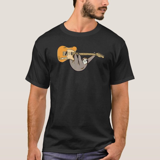 Sloth Playing Guitar Slow Jam  Sloth T-Shirt (Front)