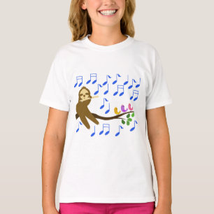 Sloth plays flute and birds sing T-Shirt