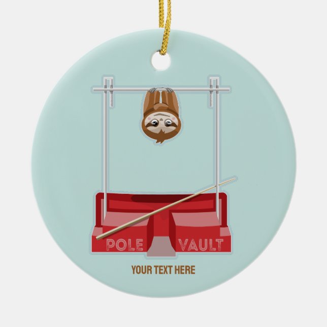 Sloth Pole Vaulting Sports Day Ceramic Tree Decoration (Front)