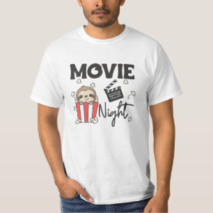 Sloth Popcorn Movie Night Cute Sloth Movies T-Shirt