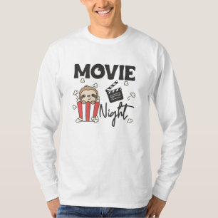 Sloth Popcorn Movie Night Cute Sloth Movies T-Shirt
