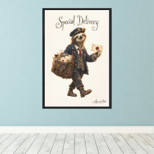 Sloth Postman Canvas Print