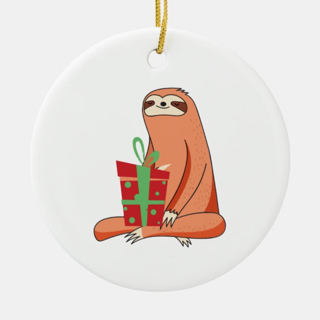 Sloth Present Ornament (Front)