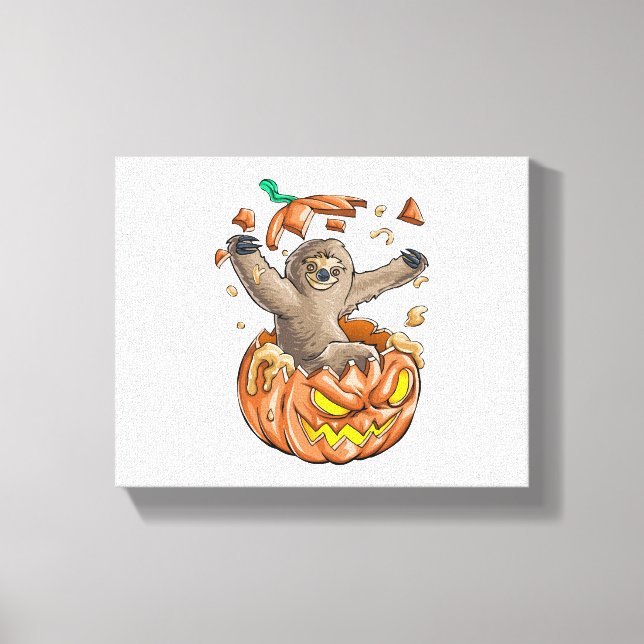 Sloth Pumpkin Halloween Canvas Print (Front)