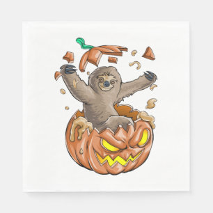 Sloth Pumpkin Halloween Napkin
