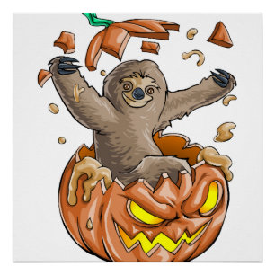 Sloth Pumpkin Halloween Poster