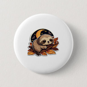 sloth pumpkin Halloween sticker style 2 Classic T- 6 Cm Round Badge