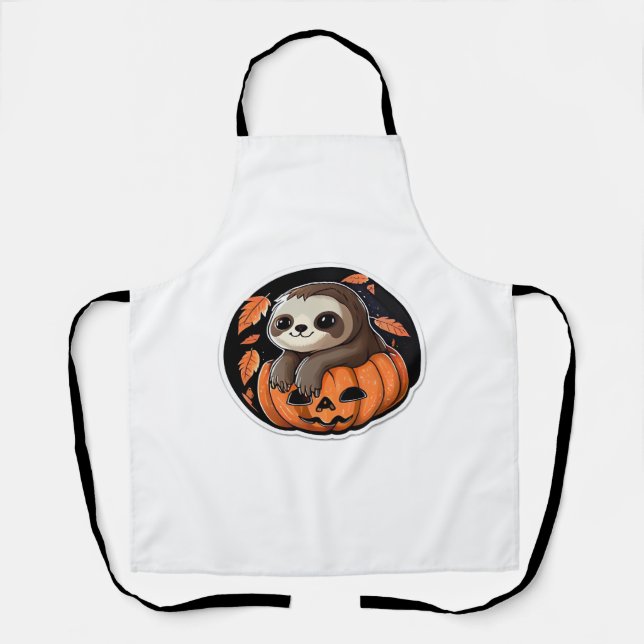 sloth pumpkin Halloween sticker style 2 Classic T- Apron (Front)