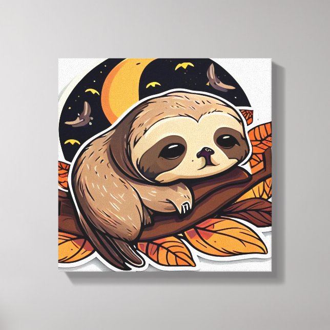 sloth pumpkin Halloween sticker style 2 Classic T- Canvas Print (Front)