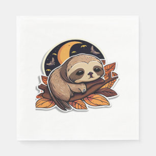 sloth pumpkin Halloween sticker style 2 Classic T- Napkin