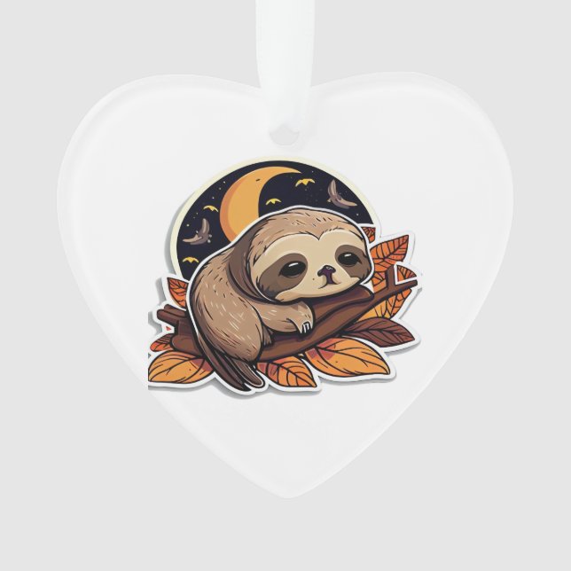 sloth pumpkin Halloween sticker style 2 Classic T- Ornament (Front)