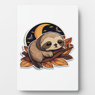 sloth pumpkin Halloween sticker style 2 Classic T- Plaque
