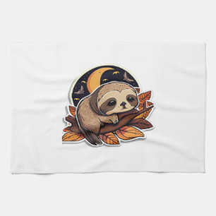 sloth pumpkin Halloween sticker style 2 Classic T- Tea Towel