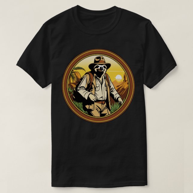 Sloth Quest for Gold Treasure Hunter Journey T-Shirt (Design Front)