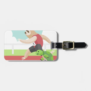 sloth race luggage tag