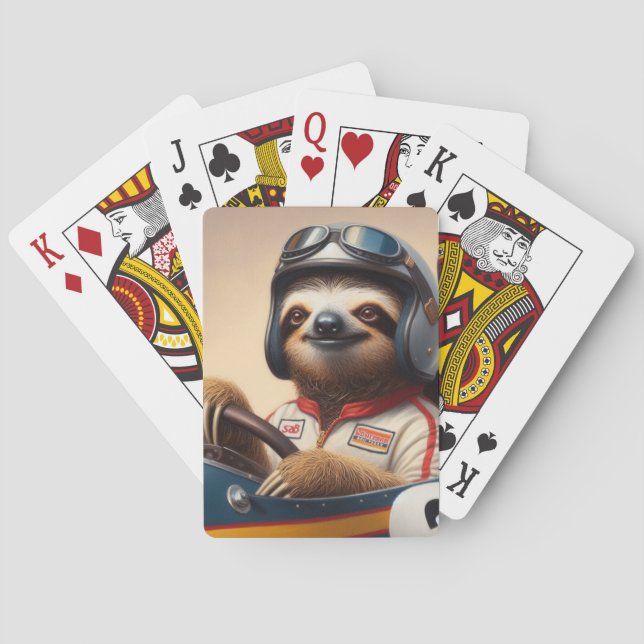 Sloth Racecar Driver Playing Cards (Back)