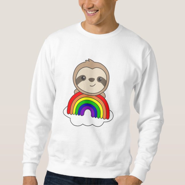 Sloth Rainbow Cute Animals For Kids Colourful Sweatshirt (Front)