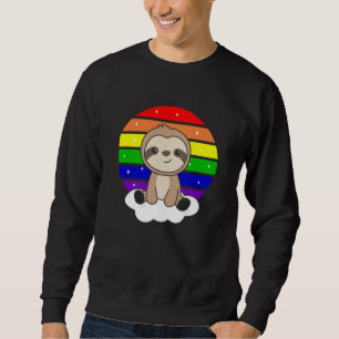 Sloth Rainbow Glitter Kawaii Sloth Colourful Sweatshirt