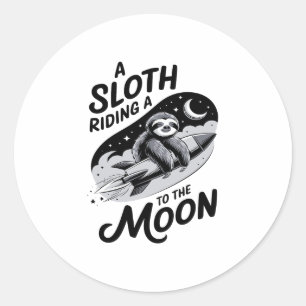 Sloth Riding a Rocket to the Moon Classic Round Sticker