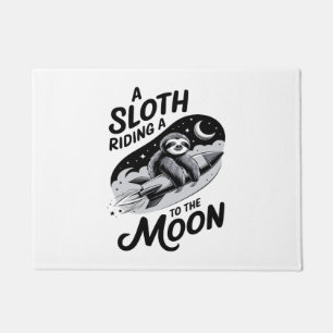 Sloth Riding a Rocket to the Moon Doormat