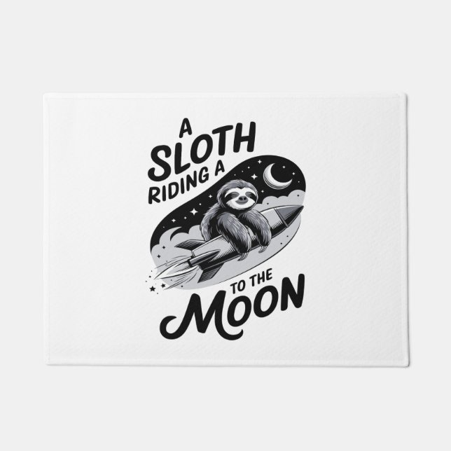 Sloth Riding a Rocket to the Moon Doormat (Front)