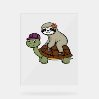 Sloth riding a turtle Classic T-Shirt Acrylic Sign