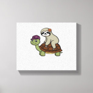 Sloth riding a turtle Classic T-Shirt Canvas Print