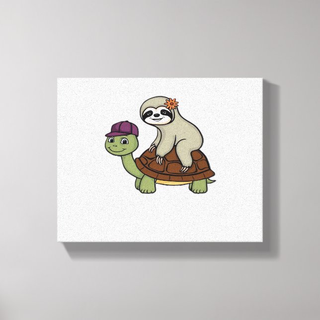 Sloth riding a turtle Classic T-Shirt Canvas Print (Front)