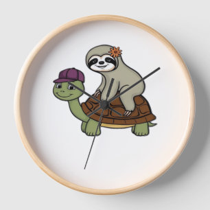 Sloth riding a turtle Classic T-Shirt Clock