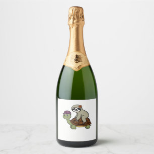 Sloth riding a turtle Classic T-Shirt Sparkling Wine Label