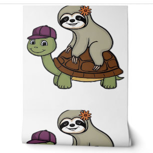 Sloth riding a turtle Classic T-Shirt Wallpaper