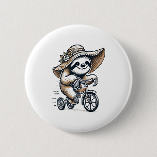 Sloth Riding Bike 6 Cm Round Badge